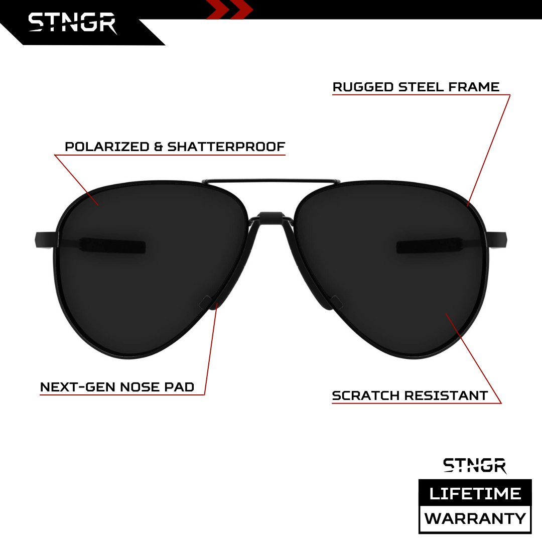 STNGR Aviators Model Lifestyle Sunglasses